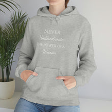 Load image into Gallery viewer, Never Underestmate the Power of a Woman Unisex Heavy Blend™ Hooded Sweatshirt