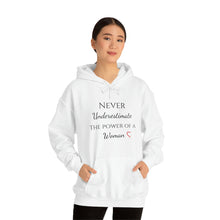 Load image into Gallery viewer, Never Underestmate the Power of a Woman Unisex Heavy Blend™ Hooded Sweatshirt