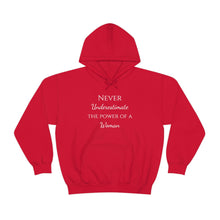 Load image into Gallery viewer, Never Underestmate the Power of a Woman Unisex Heavy Blend™ Hooded Sweatshirt