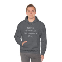 Load image into Gallery viewer, Never Underestmate the Power of a Woman Unisex Heavy Blend™ Hooded Sweatshirt