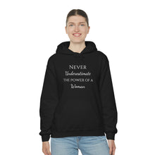 Load image into Gallery viewer, Never Underestmate the Power of a Woman Unisex Heavy Blend™ Hooded Sweatshirt