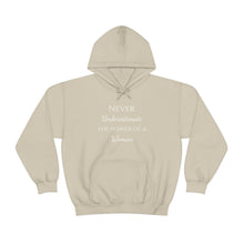 Load image into Gallery viewer, Never Underestmate the Power of a Woman Unisex Heavy Blend™ Hooded Sweatshirt