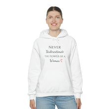 Load image into Gallery viewer, Never Underestmate the Power of a Woman Unisex Heavy Blend™ Hooded Sweatshirt