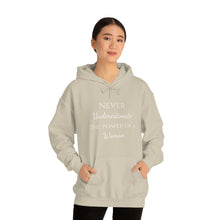 Load image into Gallery viewer, Never Underestmate the Power of a Woman Unisex Heavy Blend™ Hooded Sweatshirt