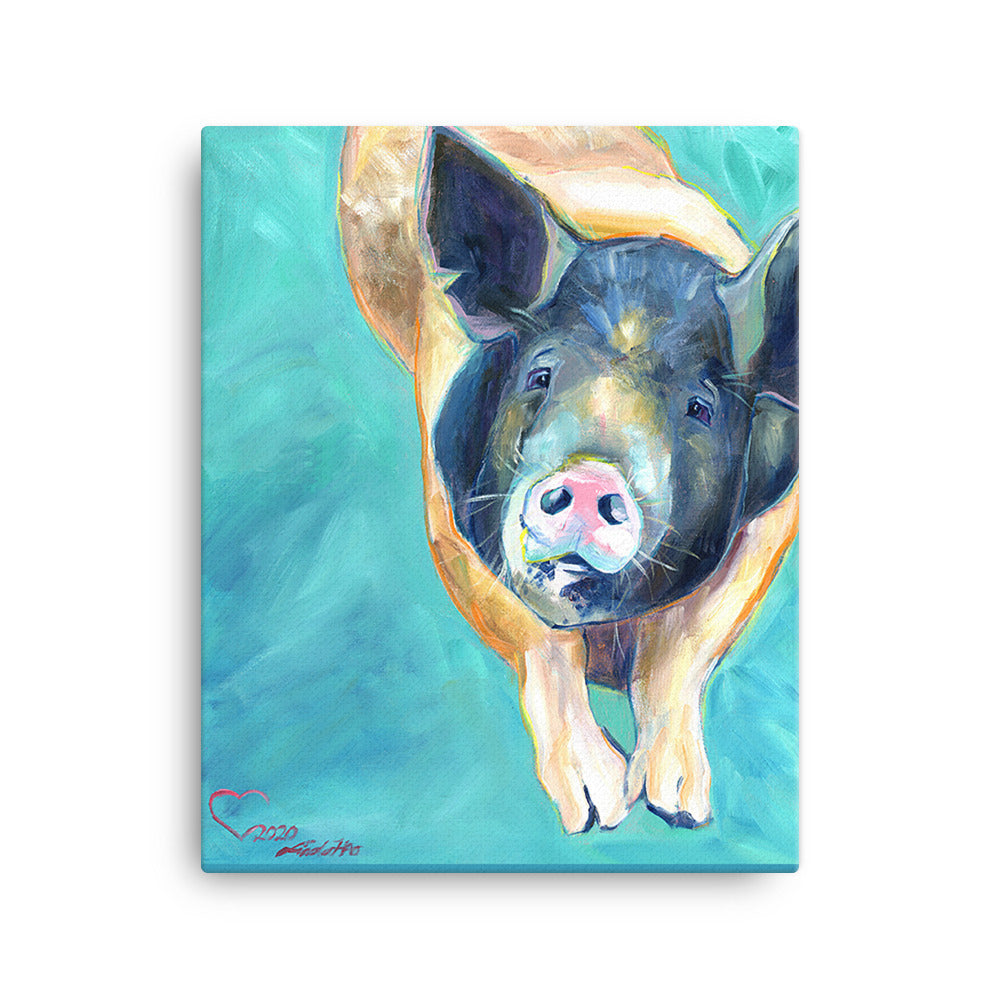 Maddie the Pig Print on Canvas